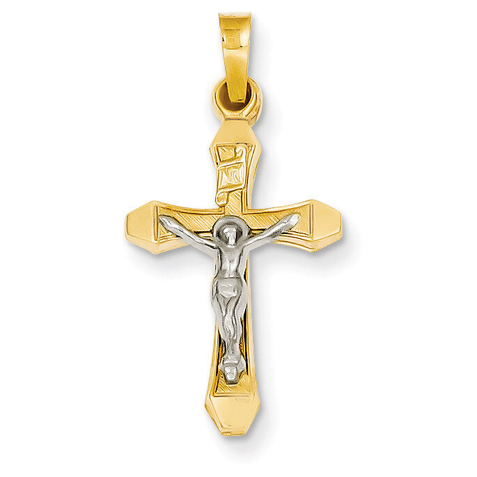 INRI Hollow Crucifix Pendant 14k Two-Tone Gold XR315