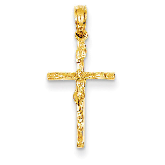 INRI Hollow Crucifix Pendant 14k Gold XR318