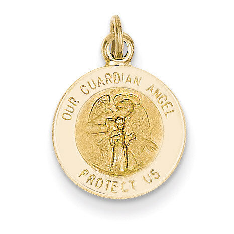 Guardian Angel Medal Charm 14k Gold XR328