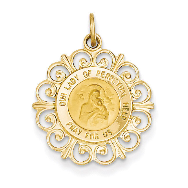 Our Lady of Perpetual Help Medal Charm 14k Gold XR339