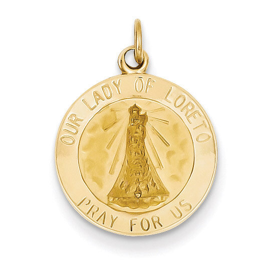 Our Lady of Loreto Medal Charm 14k Gold XR343