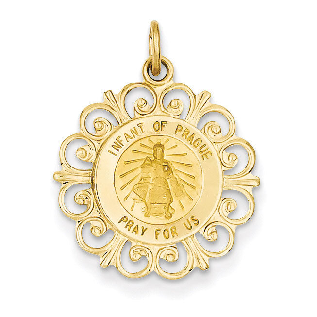 Infant of Prague Medal Charm 14k Gold XR352
