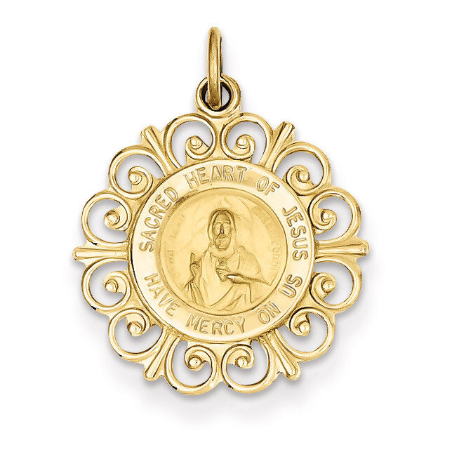 Sacred Heart of Jesus Medal Charm 14k Gold XR370
