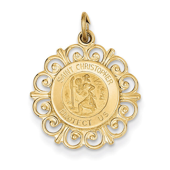 Saint Christopher Medal Charm 14k Gold XR381