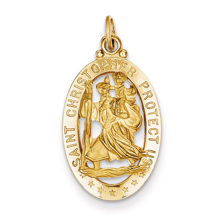 Saint Christopher Medal Pendant 14k Gold XR383