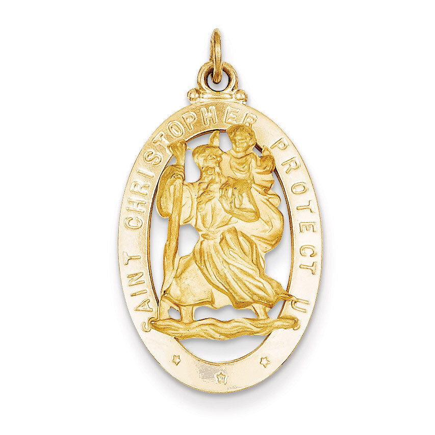 Saint Christopher Medal Pendant 14k Gold XR384, MPN: XR384, 886774582467