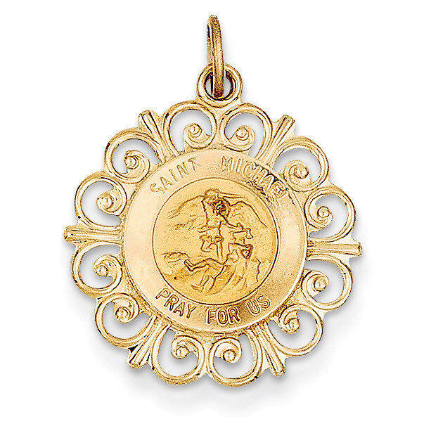 Saint Michael Medal Charm 14k Gold XR386