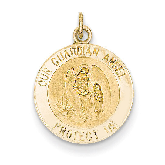 Guardian Angel Medal Charm 14k Gold XR389