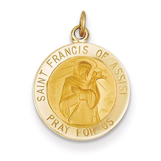 Saint Francis of Assisi Medal Charm 14k Gold XR391