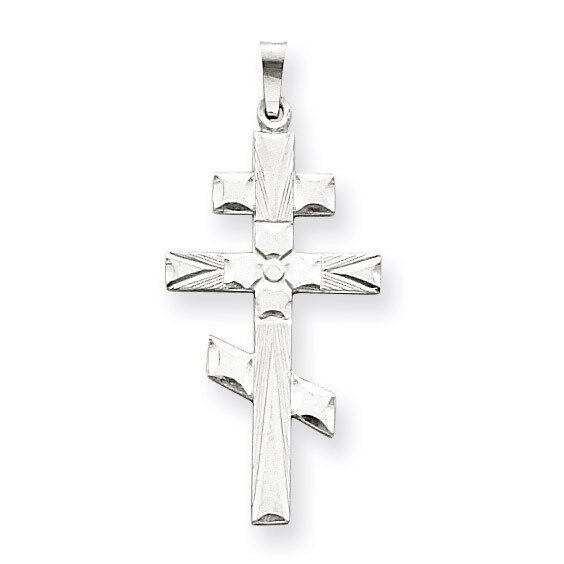 Eastern Orthodox Cross Pendant 14k White Gold XR500