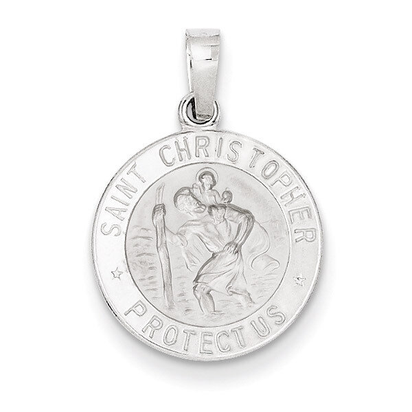 Saint Christopher Medal Charm 14k White Gold XR513