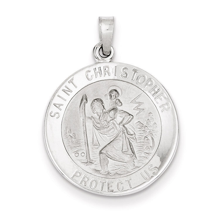 Saint Christopher Medal Pendant 14k White Gold XR514