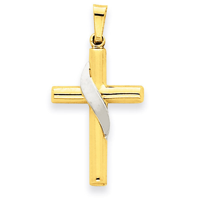 Hollow Cross Charm 14k Two-Tone Gold XR561