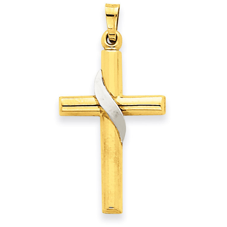 Hollow Cross Charm 14k Two-Tone Gold XR562
