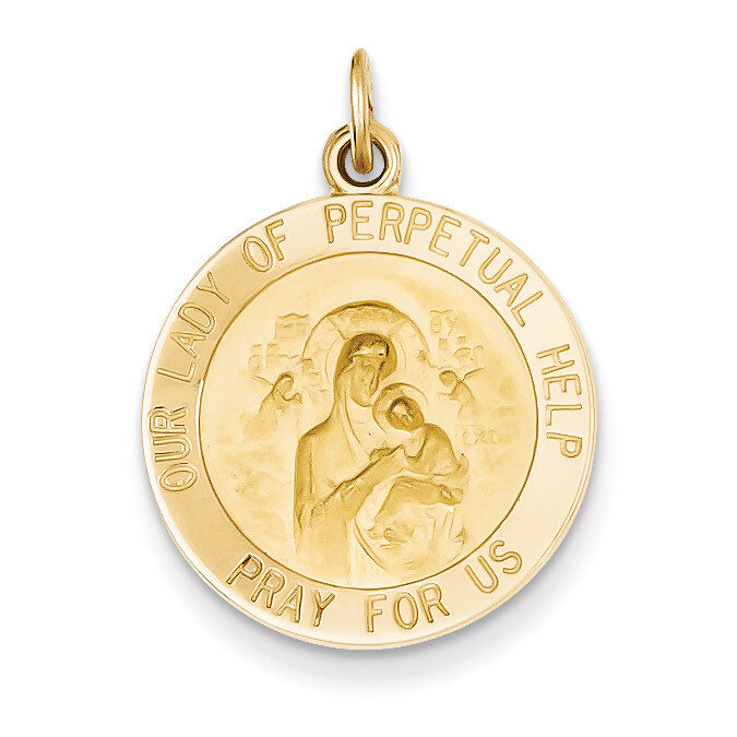 Our Lady of Perpetual Help Medal Pendant 14k Gold XR643