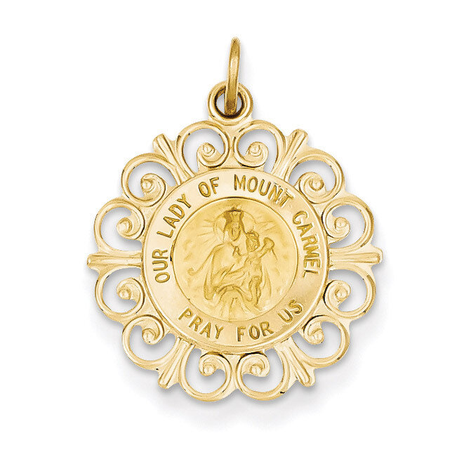 Our Lady of Mt. Carmel Medal Charm 14k Gold XR653