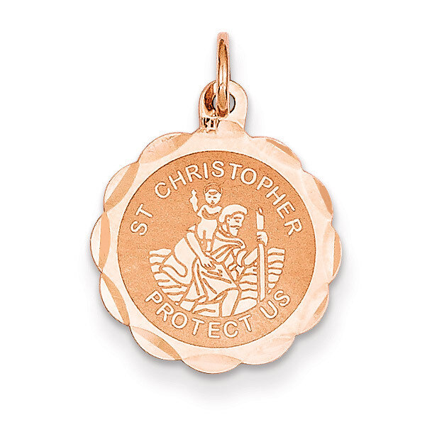Saint Christopher Medal Charm 14k Rose Gold XR658