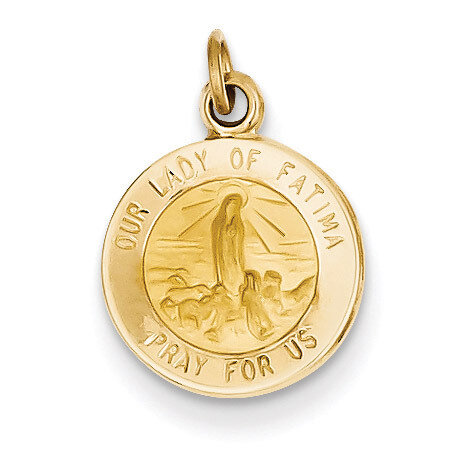 Our Lady of Fatima Medal Charm 14k Gold XR664