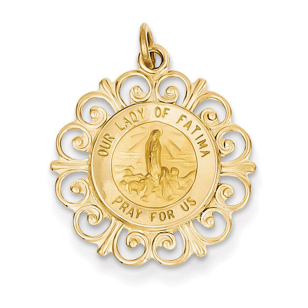 Our Lady of Fatima Medal Pendant 14k Gold XR667