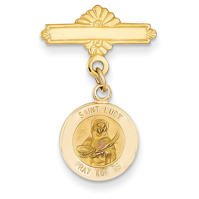 Saint Lucy Medal Pin 14k Gold XR753