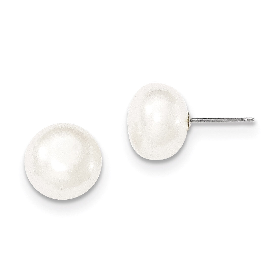10-11mmWhite Button Cultured Pearl Stud Earrings 14k White Gold XW100BW, MPN: XW100BW, 191101434884