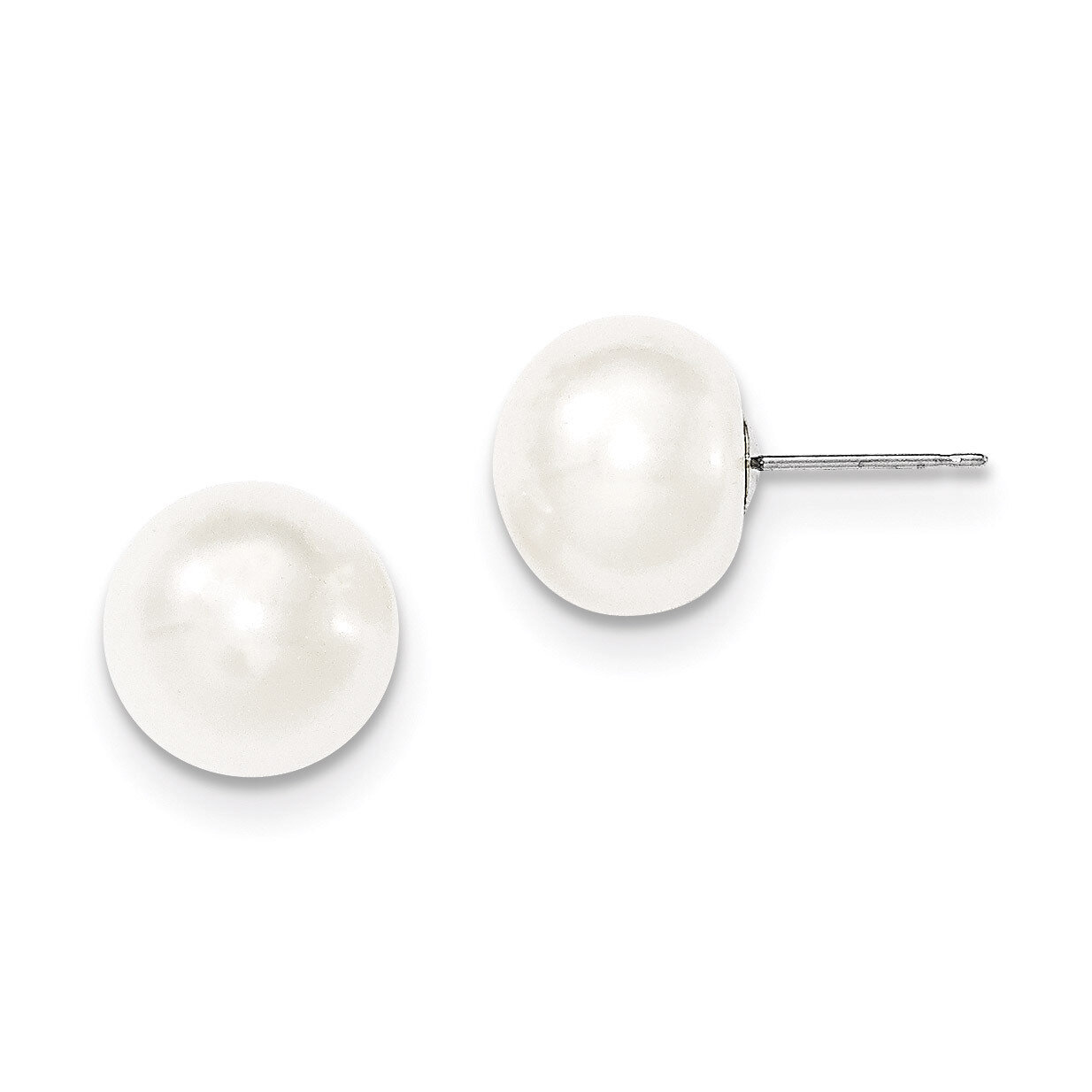 11-12mm White Button Cultured Pearl Stud Earrings 14k White Gold XW110BW, MPN: XW110BW, 191101434914