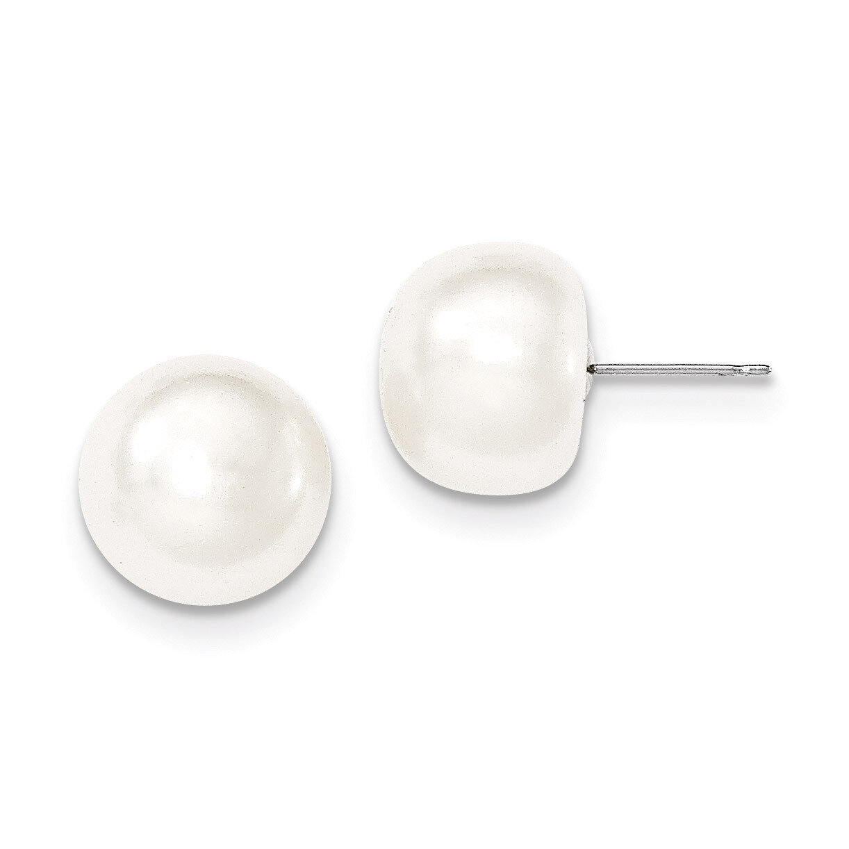 12-13mm White Button Cultured Pearl Stud Earrings 14k White Gold XW120BW, MPN: XW120BW, 191101434938