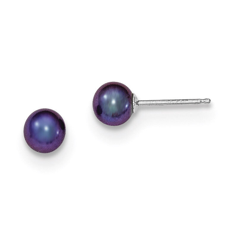 5-6mm Black Round Cultured Pearl Stud Earrings 14k White Gold XW50PB, MPN: XW50PB, 191101435034