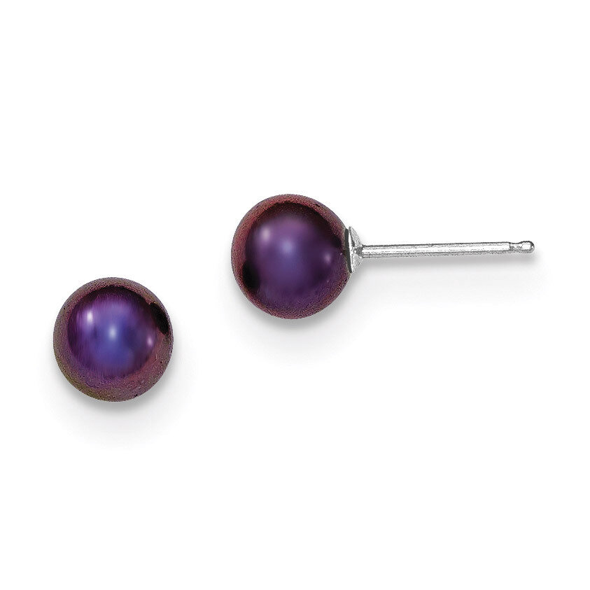 6-7mm Black Round Cultured Pearl Stud Earrings 14k White Gold XW60PB, MPN: XW60PB, 191101435065