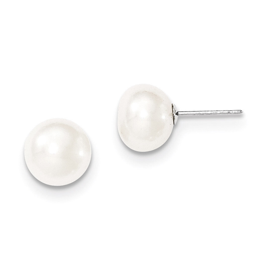 9-10mm White Button Cultured Pearl Stud Earrings 14k White Gold XW90BW, MPN: XW90BW, 191101435140