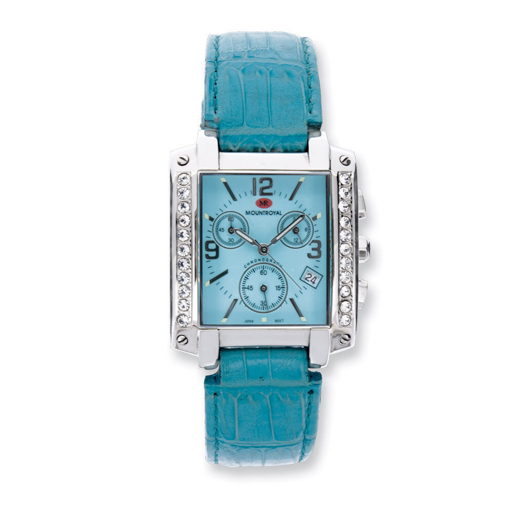 Ladies Mountroyal Blue Leather Synthetic Diamond Chrono Watch XWA1205