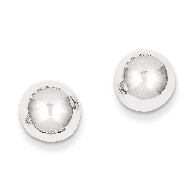 Polished 9mm Ball Post Earrings 14k White Gold XWE110, MPN: XWE110, 886774563473