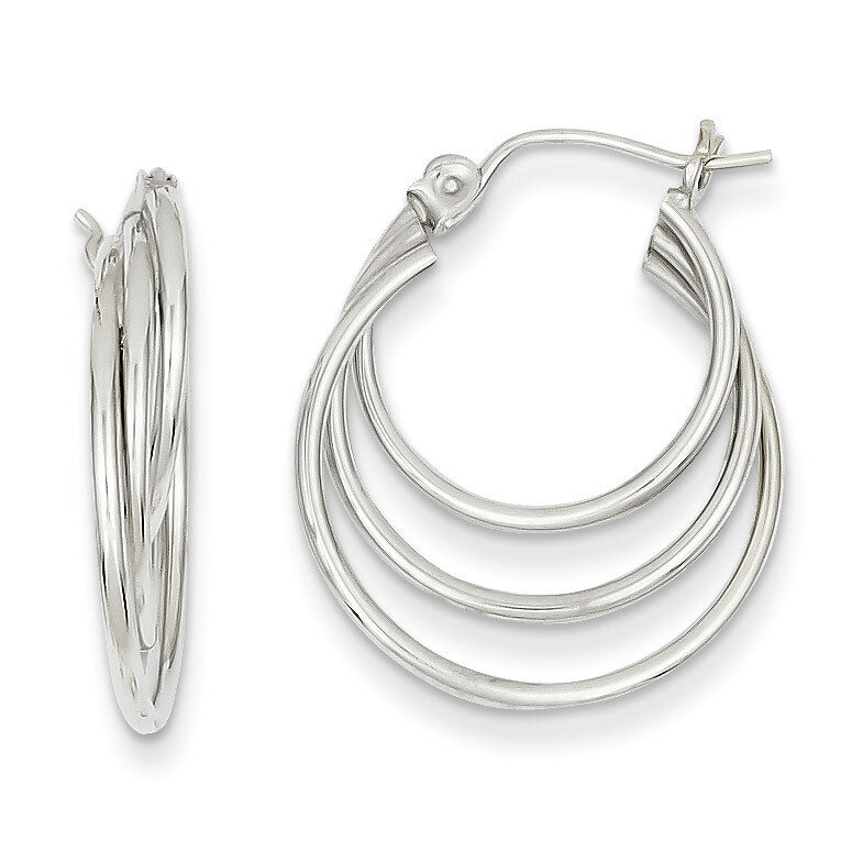 Triple Hoop Earrings 14k White Gold XWE164