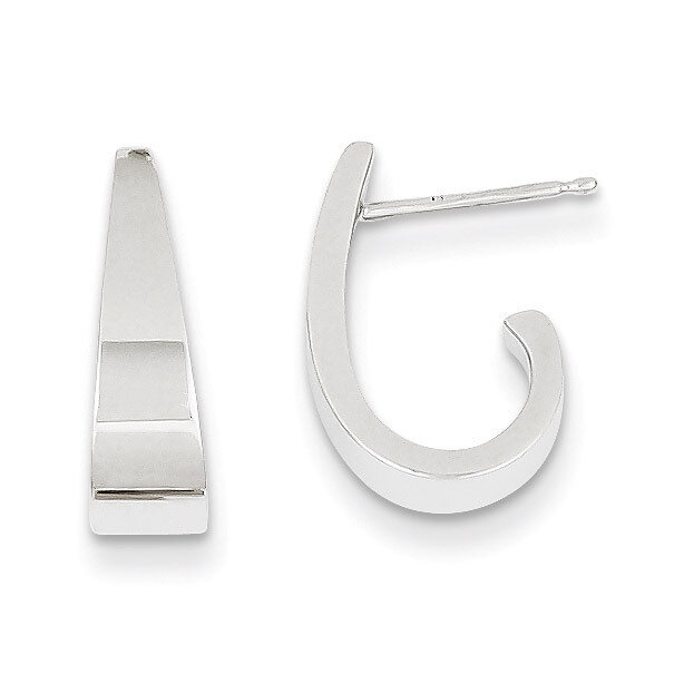 Polished J-Hoop Post Earrings 14k White Gold XWE198, MPN: XWE198, 730703614470