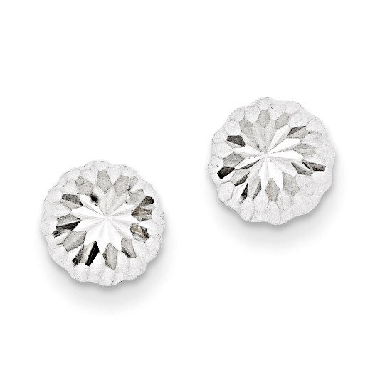 Polished & Diamond-Cut Half Ball Post Earrings 14k White Gold XWE207