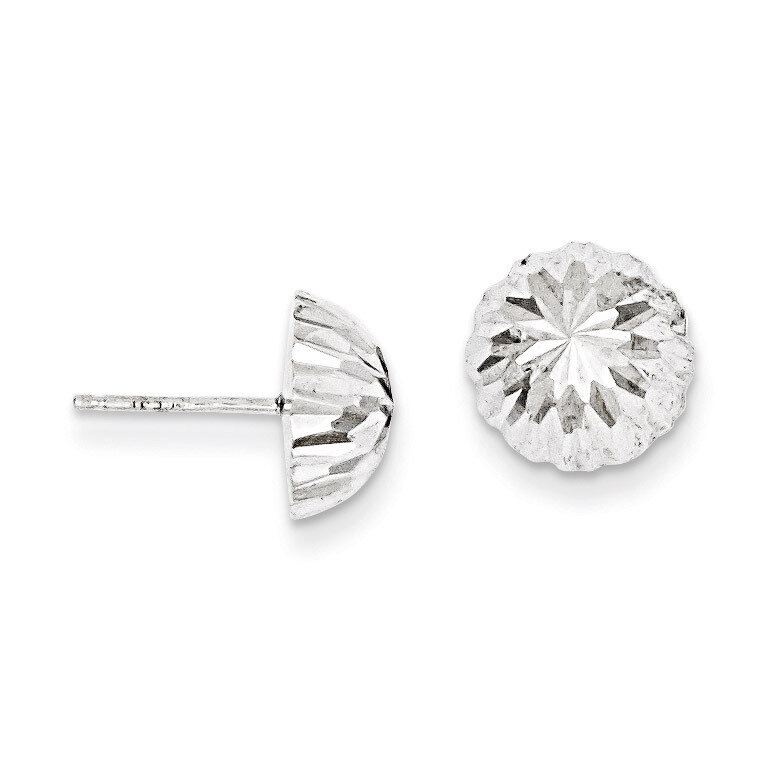 Polished &amp; Diamond-Cut Half Ball Post Earrings 14k White Gold XWE208, MPN: XWE208, 730703603672