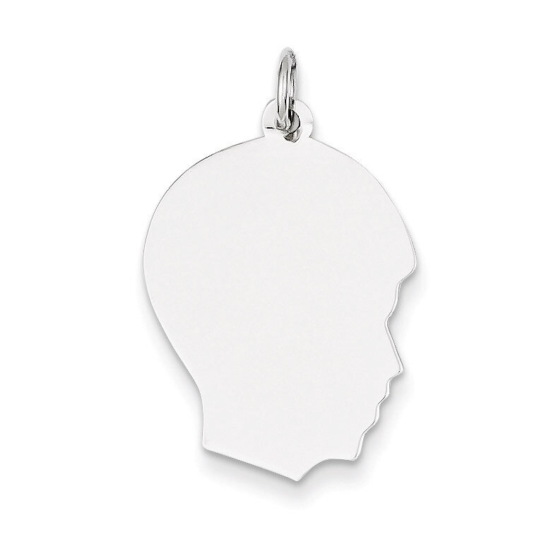 Plain Medium Facing Right Engravable Boy Charm 14k White Gold XWM59/13, MPN: XWM59/13, 883957422794