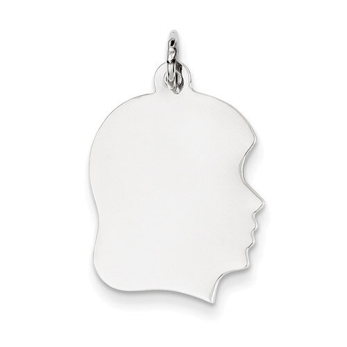 Plain Medium Facing Right Engravable Girl Charm 14k White Gold XWM60/11, MPN: XWM60/11, 883957476056
