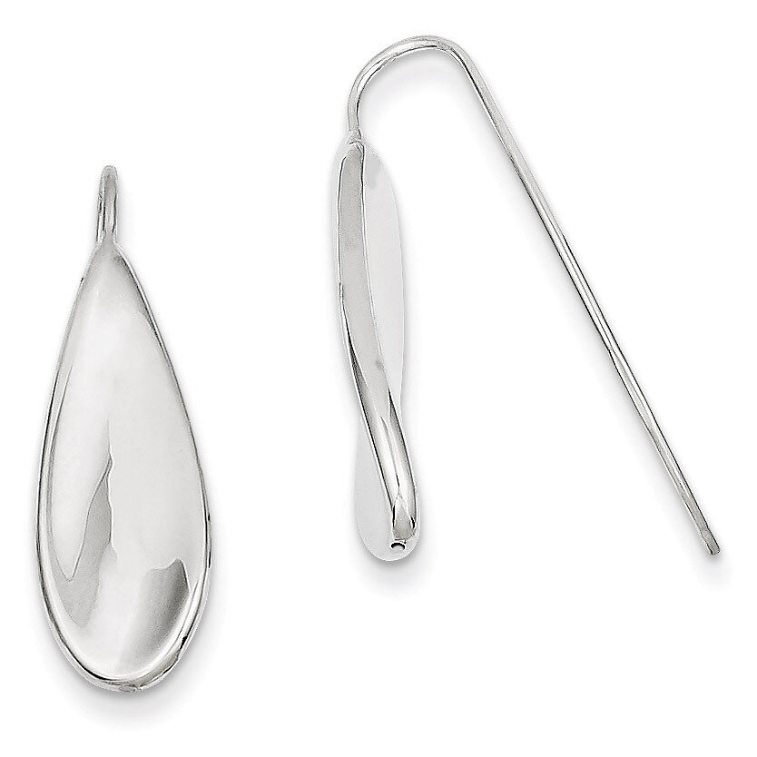 Curved Tear Drop Wire Earrings 14k White Gold XY1006, MPN: XY1006, 191101545559
