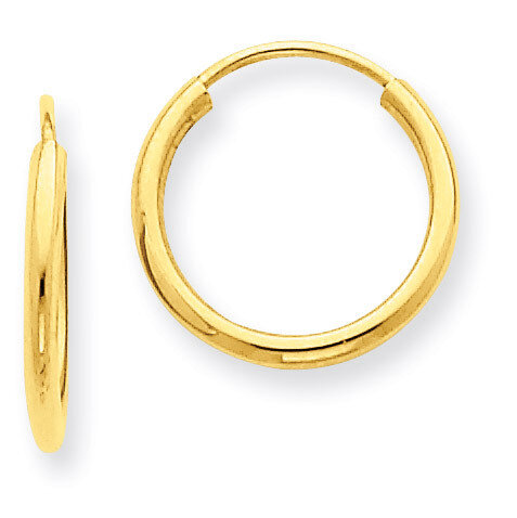 1.5mm Polished Round Endless Hoop Earrings 14k Gold XY1157, MPN: XY1157, 883957299426