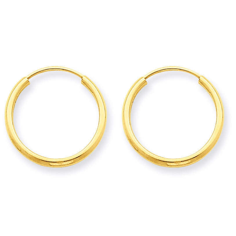 1.5mm Polished Round Endless Hoop Earrings 14k Gold XY1158