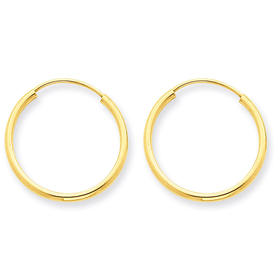 1.5mm Polished Round Endless Hoop Earrings 14k Gold XY1159