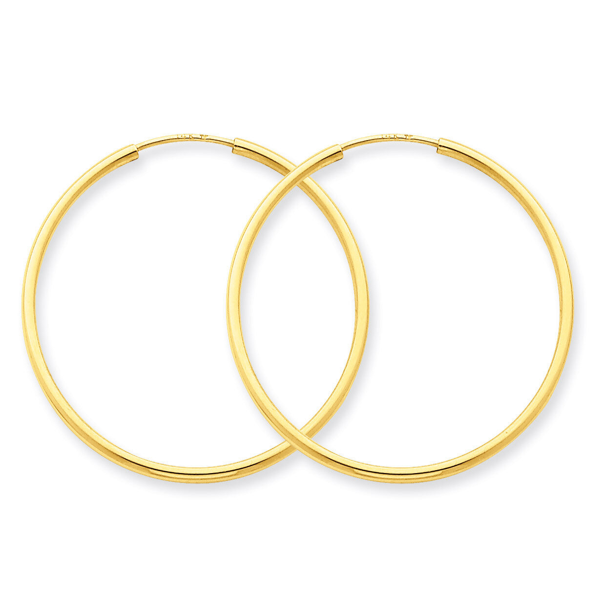 1.5mm Polished Round Endless Hoop Earrings 14k Gold XY1162