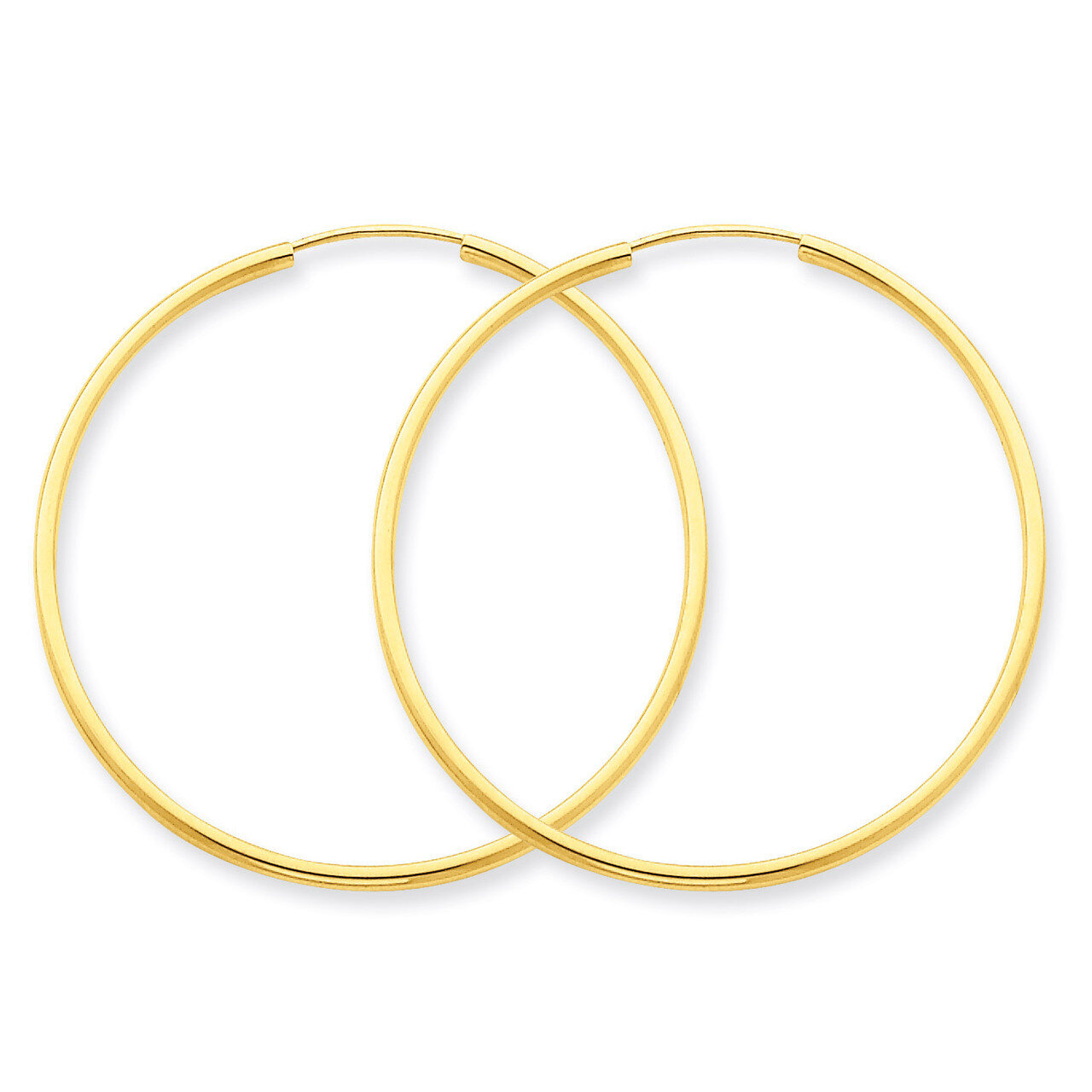 1.5mm Polished Round Endless Hoop Earrings 14k Gold XY1163