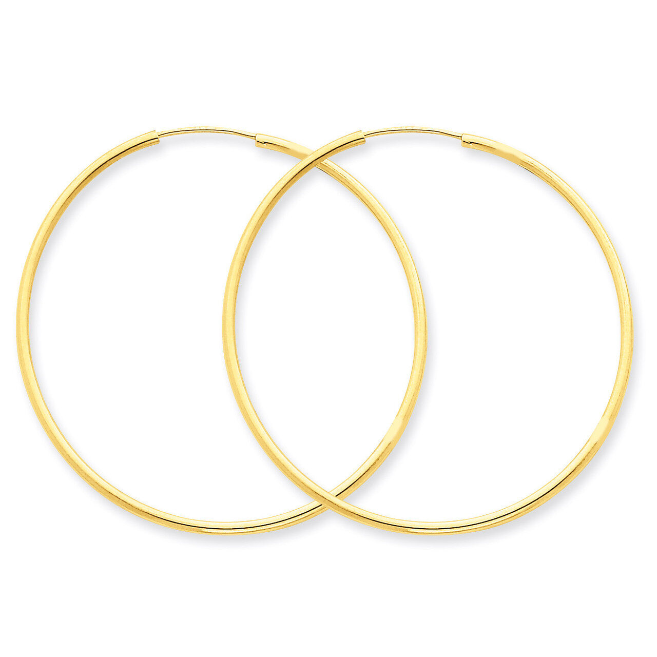 1.5mm Polished Round Endless Hoop Earrings 14k Gold XY1164