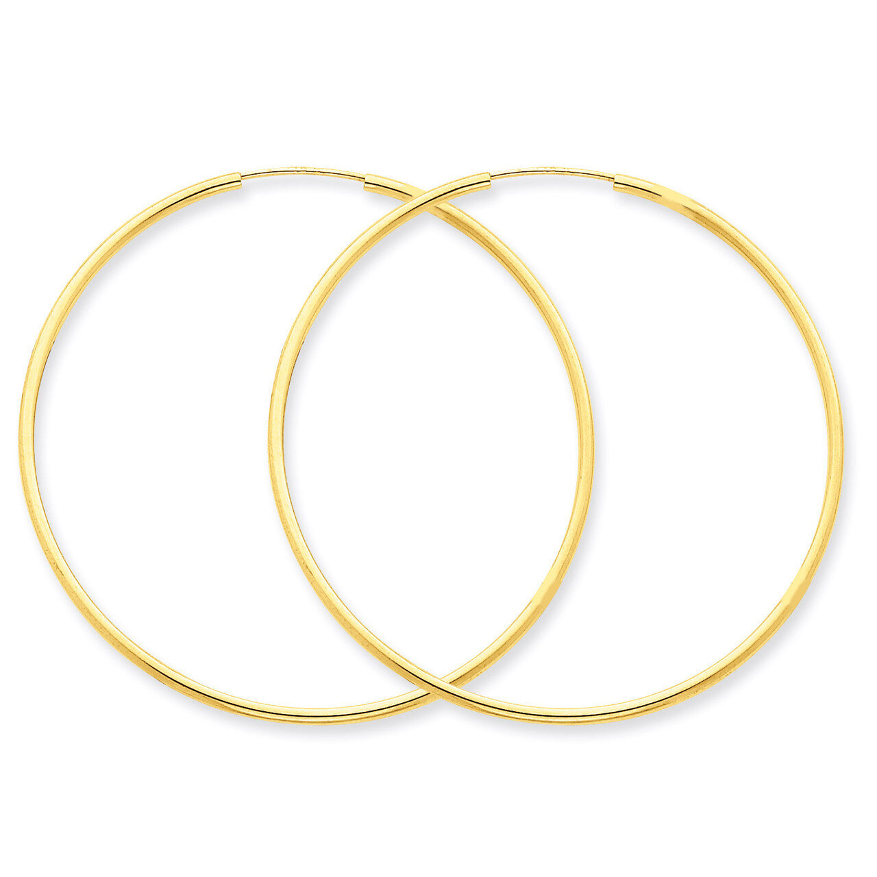 1.5mm Polished Round Endless Hoop Earrings 14k Gold XY1165