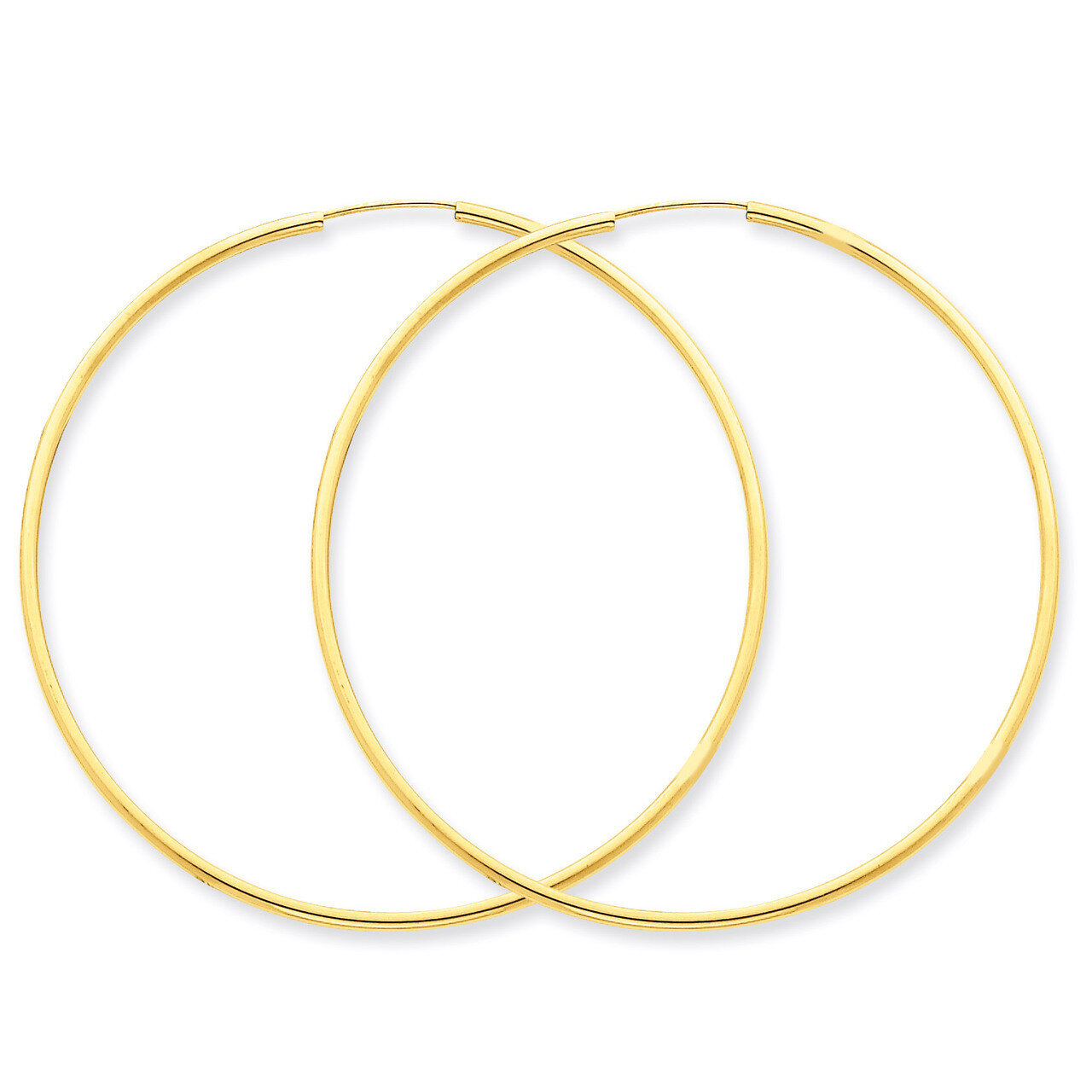 1.5mm Polished Round Endless Hoop Earrings 14k Gold XY1166