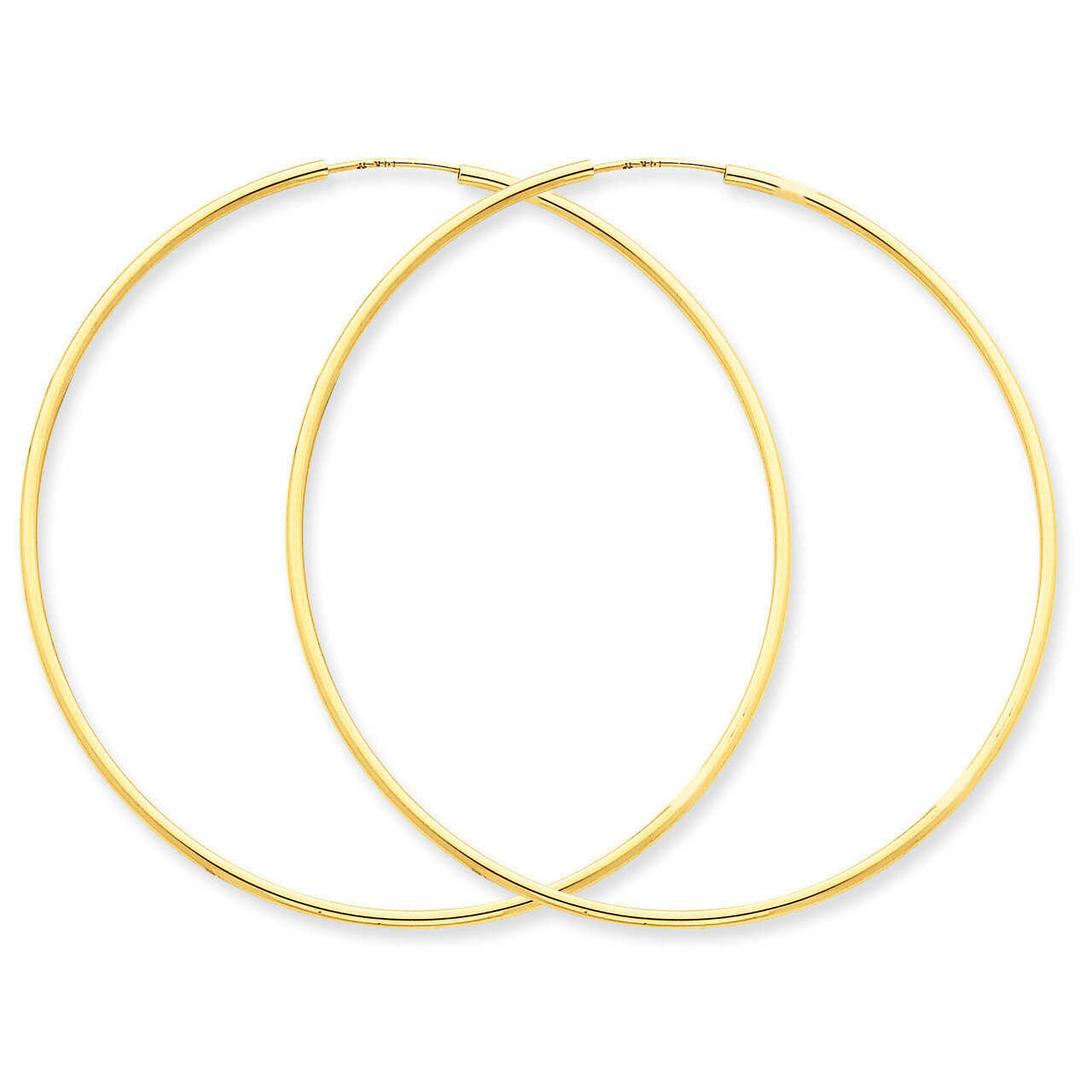 1.5mm Polished Round Endless Hoop Earrings 14k Gold XY1167