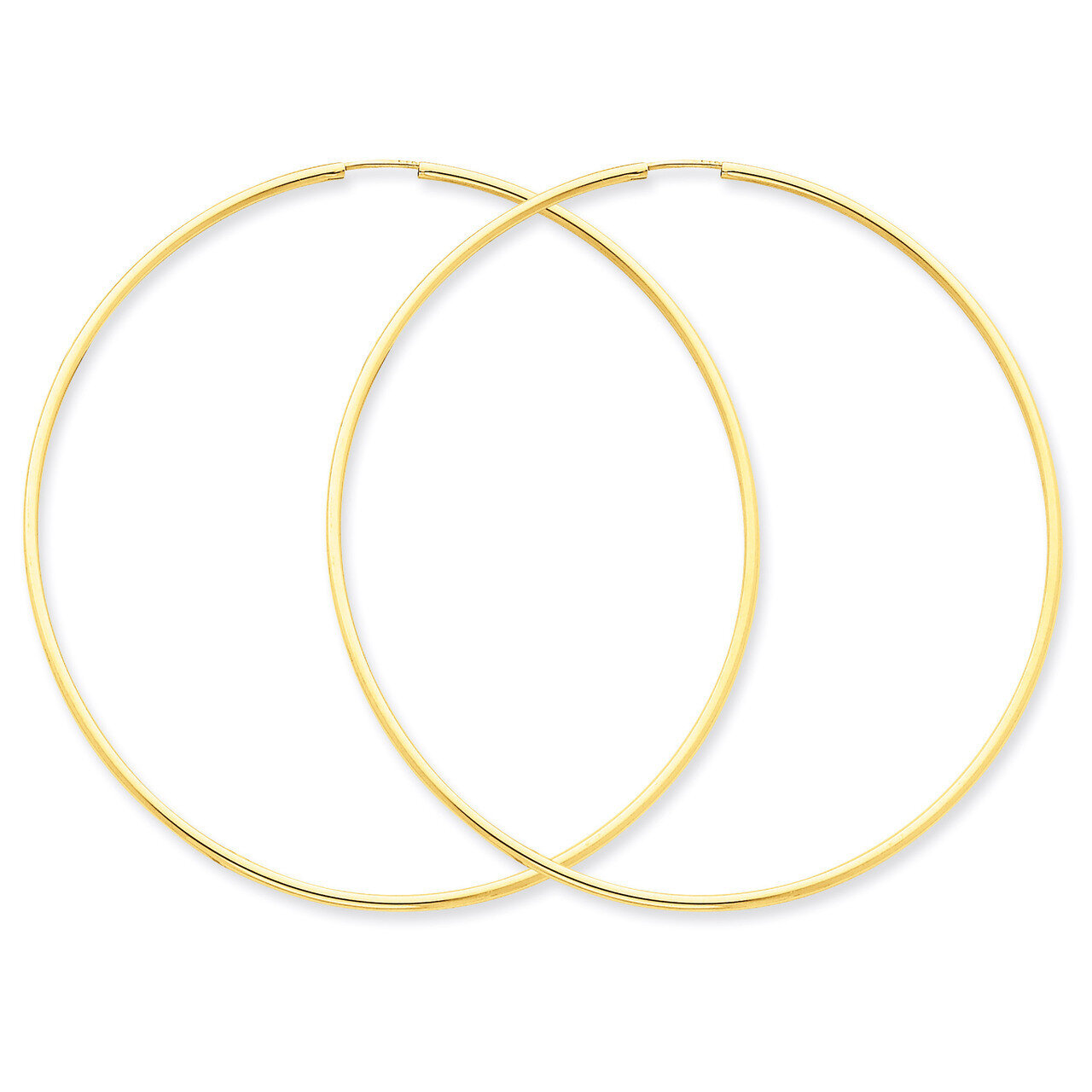 1.5mm Polished Round Endless Hoop Earrings 14k Gold XY1168