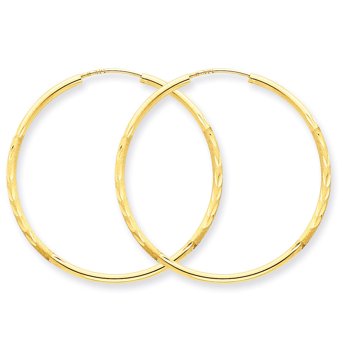 1.5mm Satin Diamond-cut Endless Hoop Earrings 14k Gold XY1170
